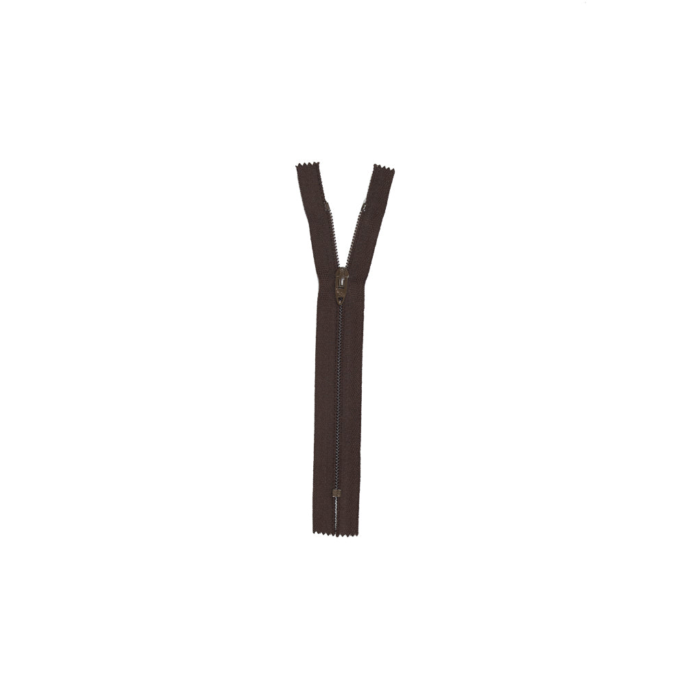 Brown Regular Zipper with Nylon Coil - 6" Detail