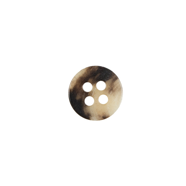 Brown and Beige Horn 4-Hole Button - 18L/11.5mm