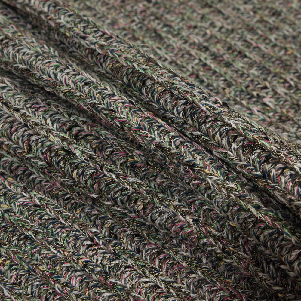 Italian Green and Pink Chunky Wool Knit Detail