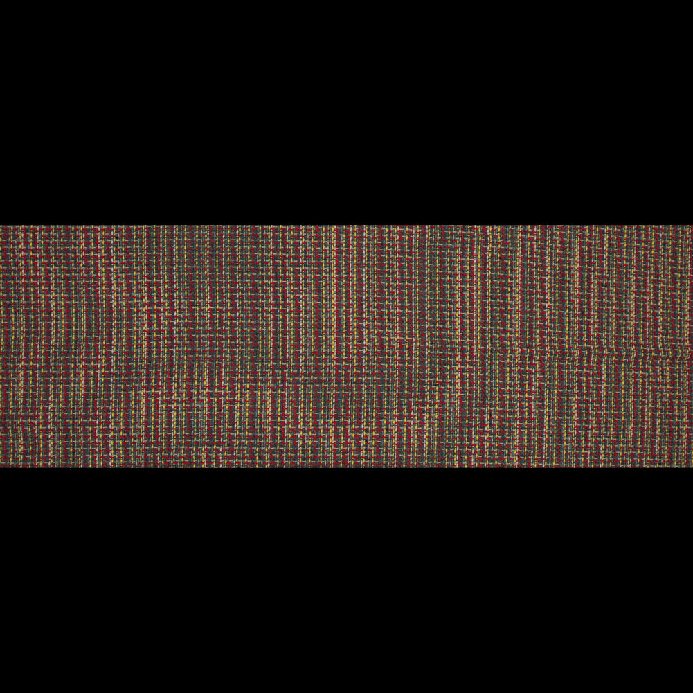 Red, Green and Yellow Woven Wool Tweed Folded
