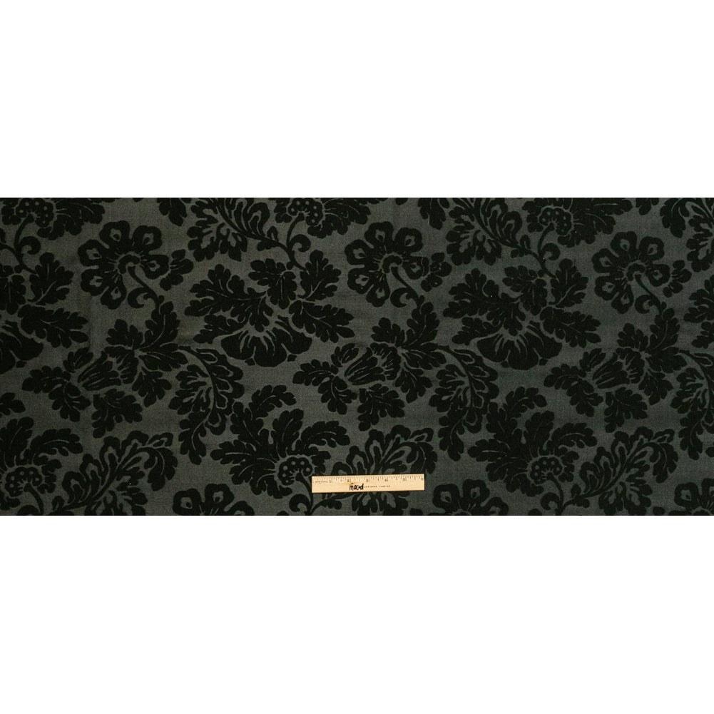 Deep Forest Green Floral Laminated Stretch Polyester Woven Folded