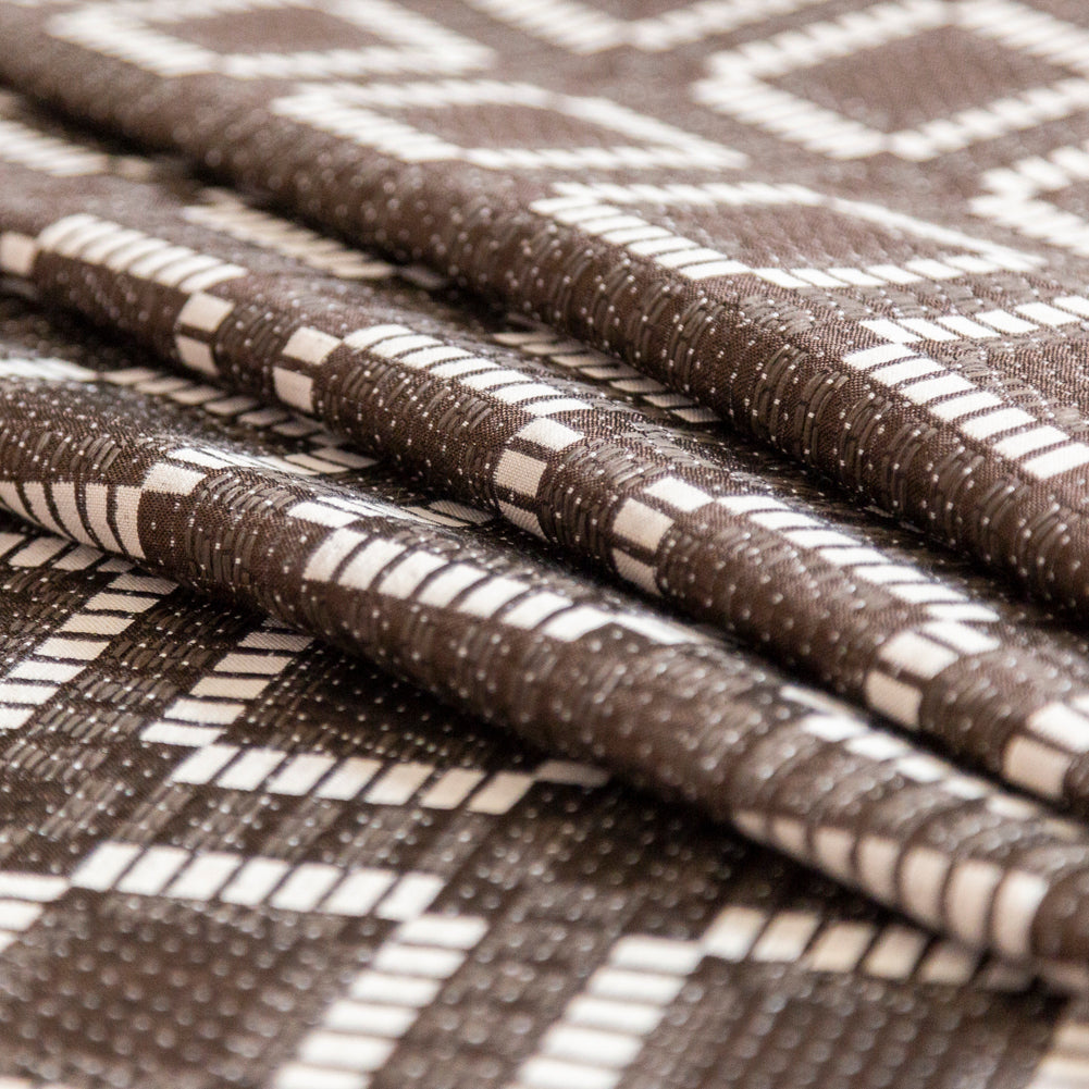 Brown and Ivory Geometric Woven Panel Detail