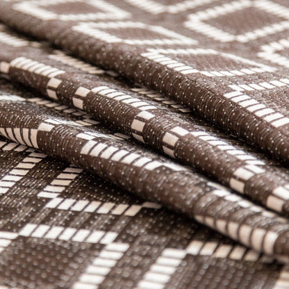 Brown and Ivory Geometric Woven Panel Detail