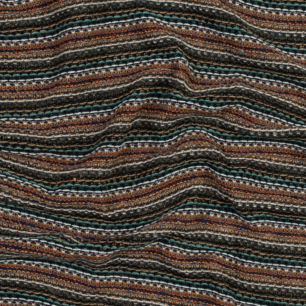 Italian Olive and Orange Striped Wool Knit