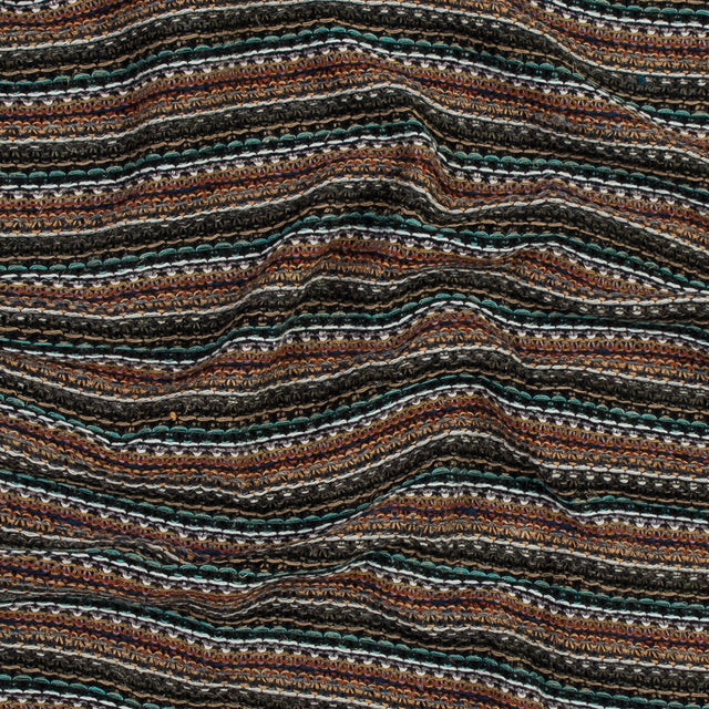 Italian Olive and Orange Striped Wool Knit