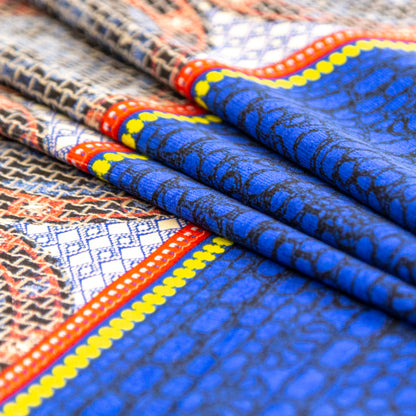 Royal Blue Pattern Play Stretch Corduroy Panel Detail