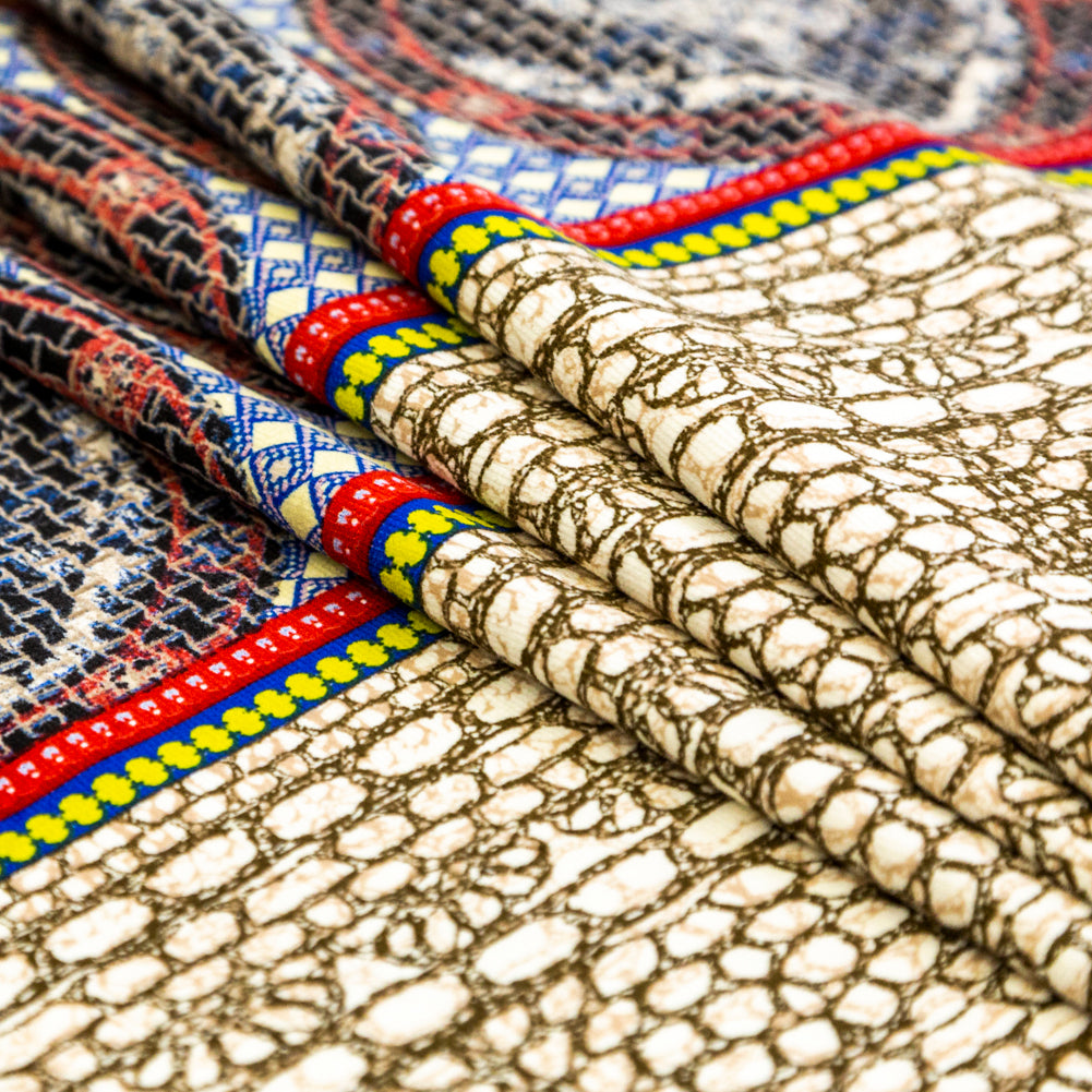 Beige Pattern Play Stretch Corduroy Panel Detail