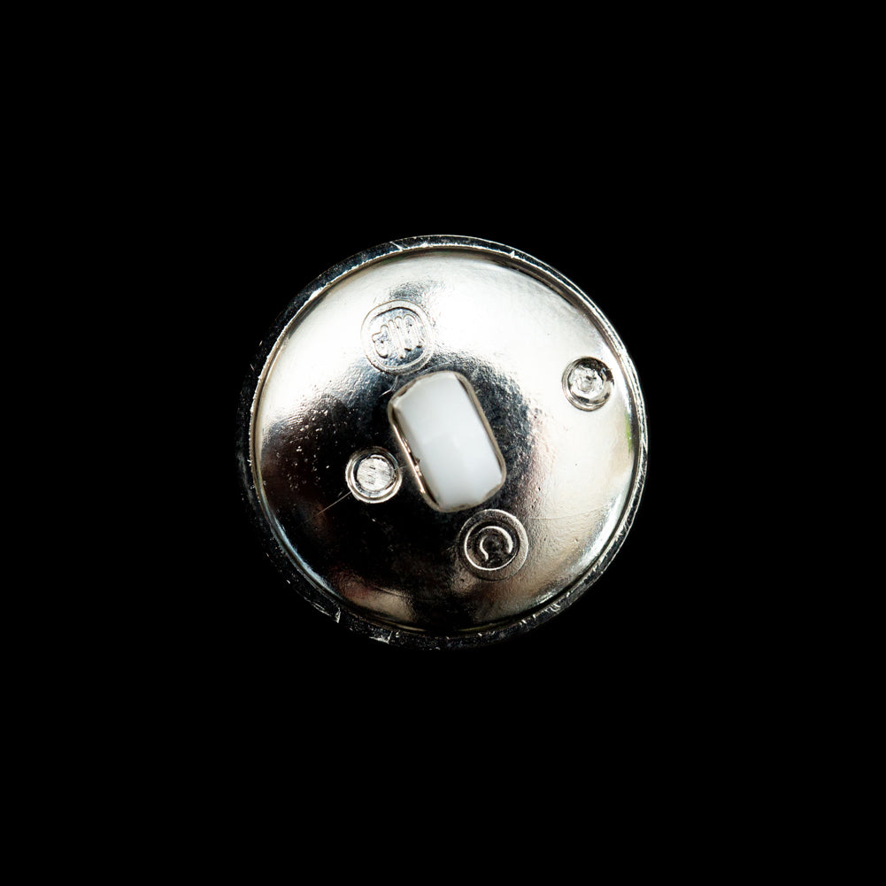 Italian White and Silver Shank Back Button - 32L/20mm Detail