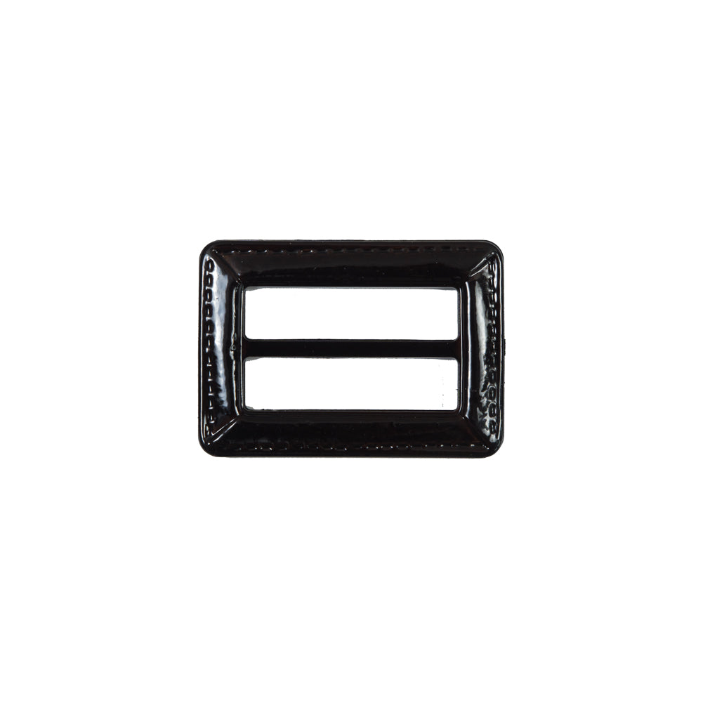 Dark Brown Laquered Leather Buckle - 1.5" x 1"