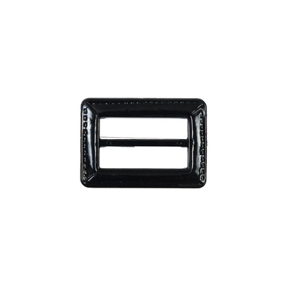 Black Laquered Leather Buckle - 1.5" x 1" Detail