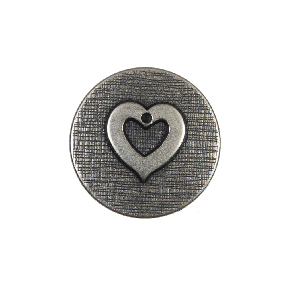 Silver Metal Heart Shank Back Button - 36L/23mm