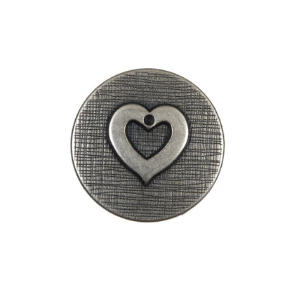 Silver Metal Heart Shank Back Button - 36L/23mm