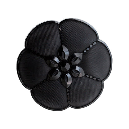 Italian Black Nylon Flower Shank Back Button - 2"
