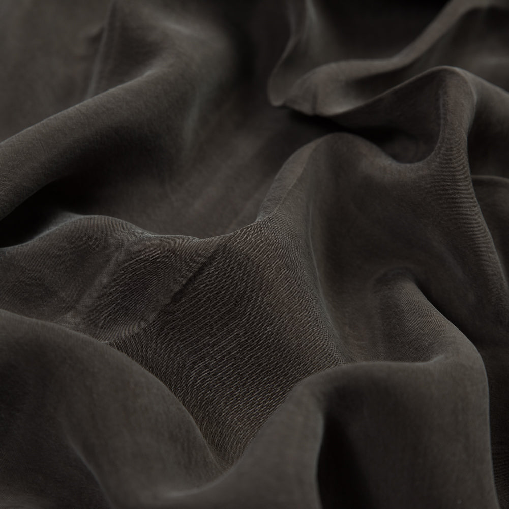 Dusty Olive Cupro Plain Dyed Certified Vegan Fabric Full