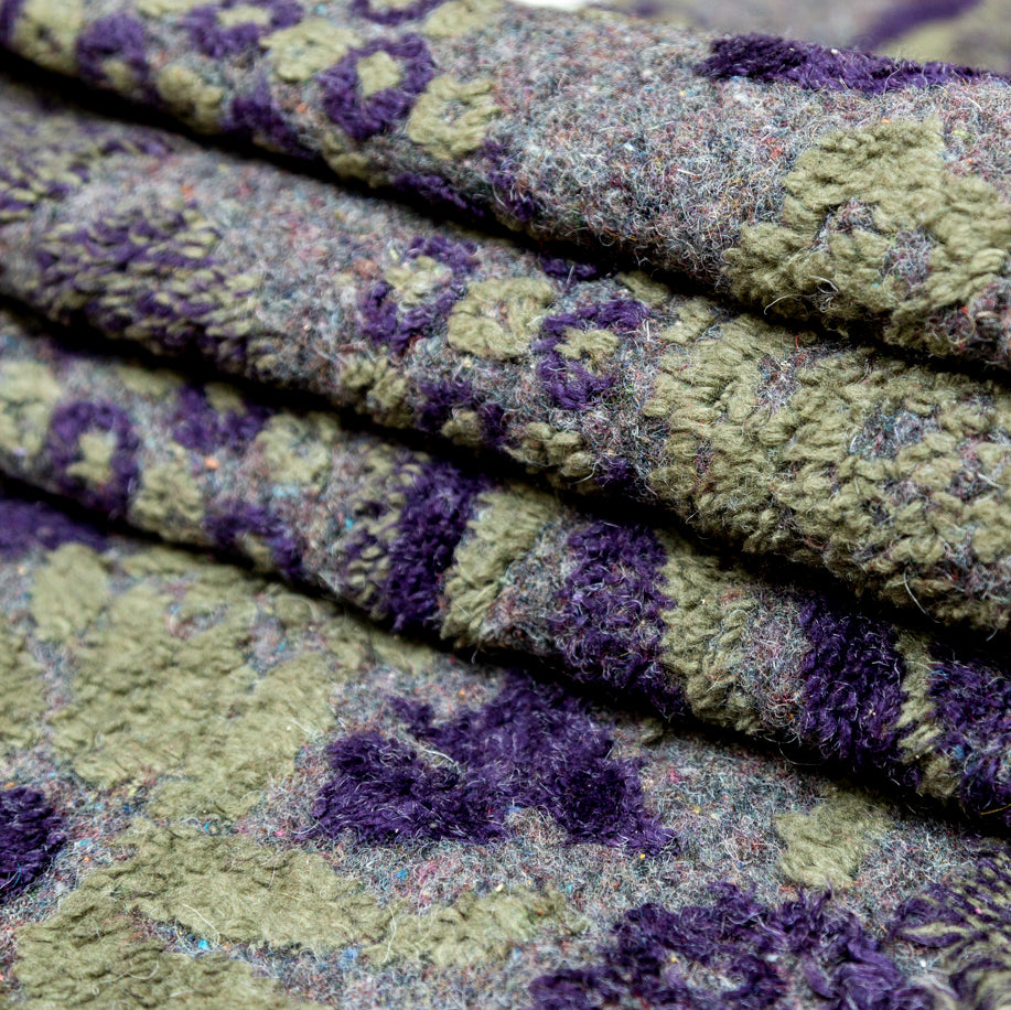 Italian Green and Purple Pattern Play Chunky Wool Knit Detail