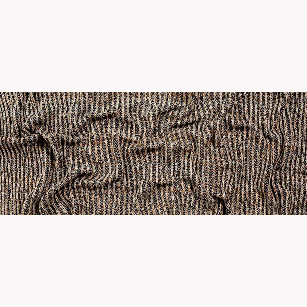 Italian Black, Orange and Gray Chunky Wool Knit Folded