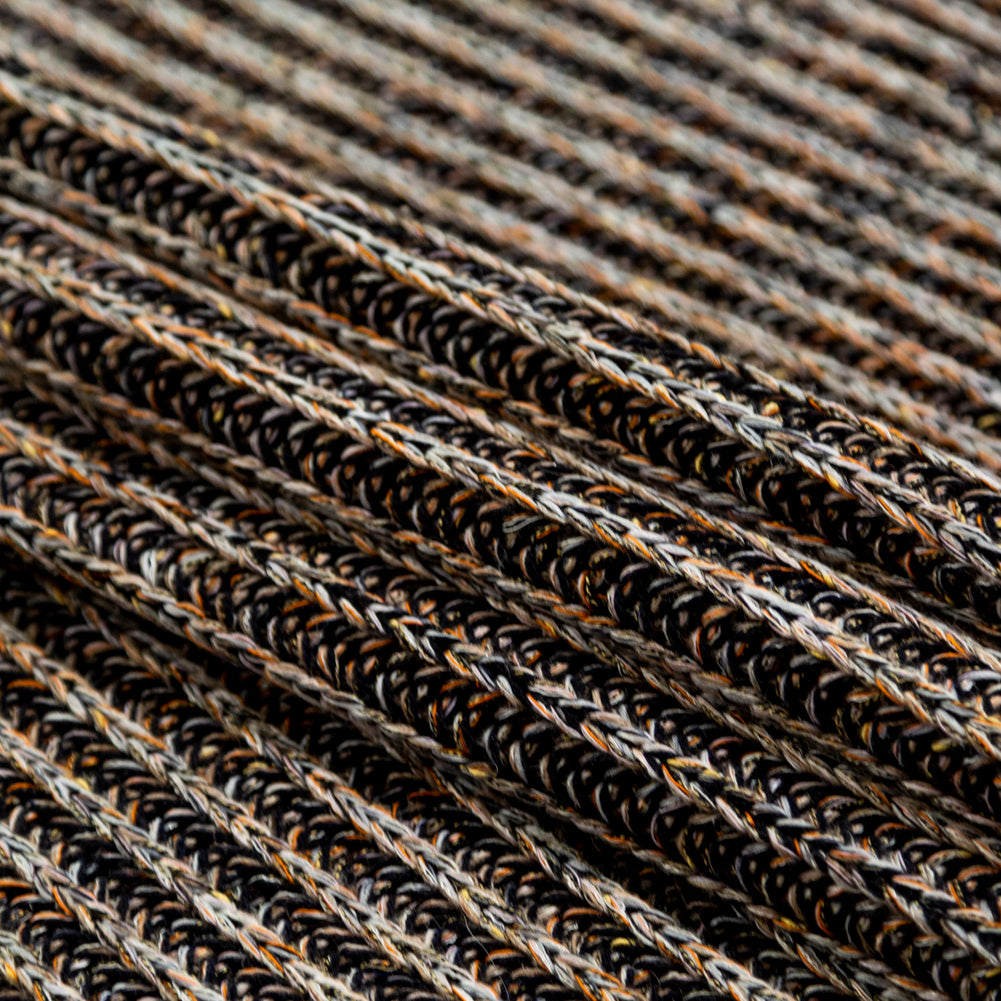 Italian Black, Orange and Gray Chunky Wool Knit Detail