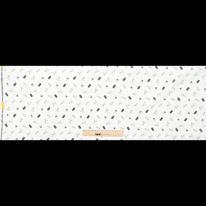 Egyptian Cotton Voile - White and Black Sewing Kit - Small Supplies Print - Mood Exclusive Haberdashery Collection Folded