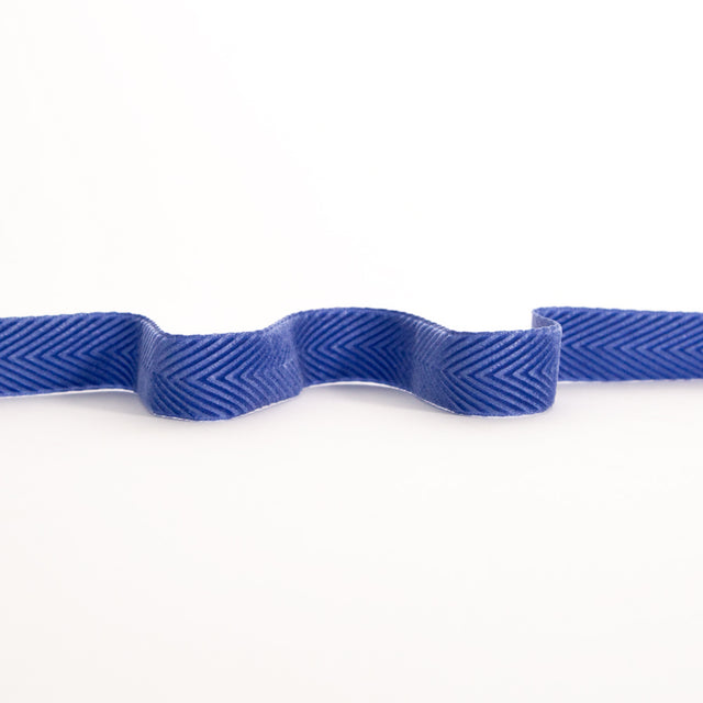 Italian Blue Chevron Velvet Ribbon - 0.875"