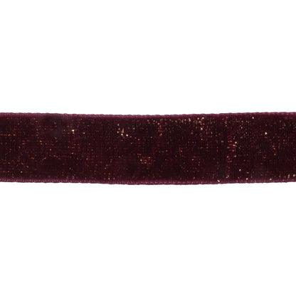 Italian Wine and Gold Glitter Velvet Ribbon - 0.625" Detail