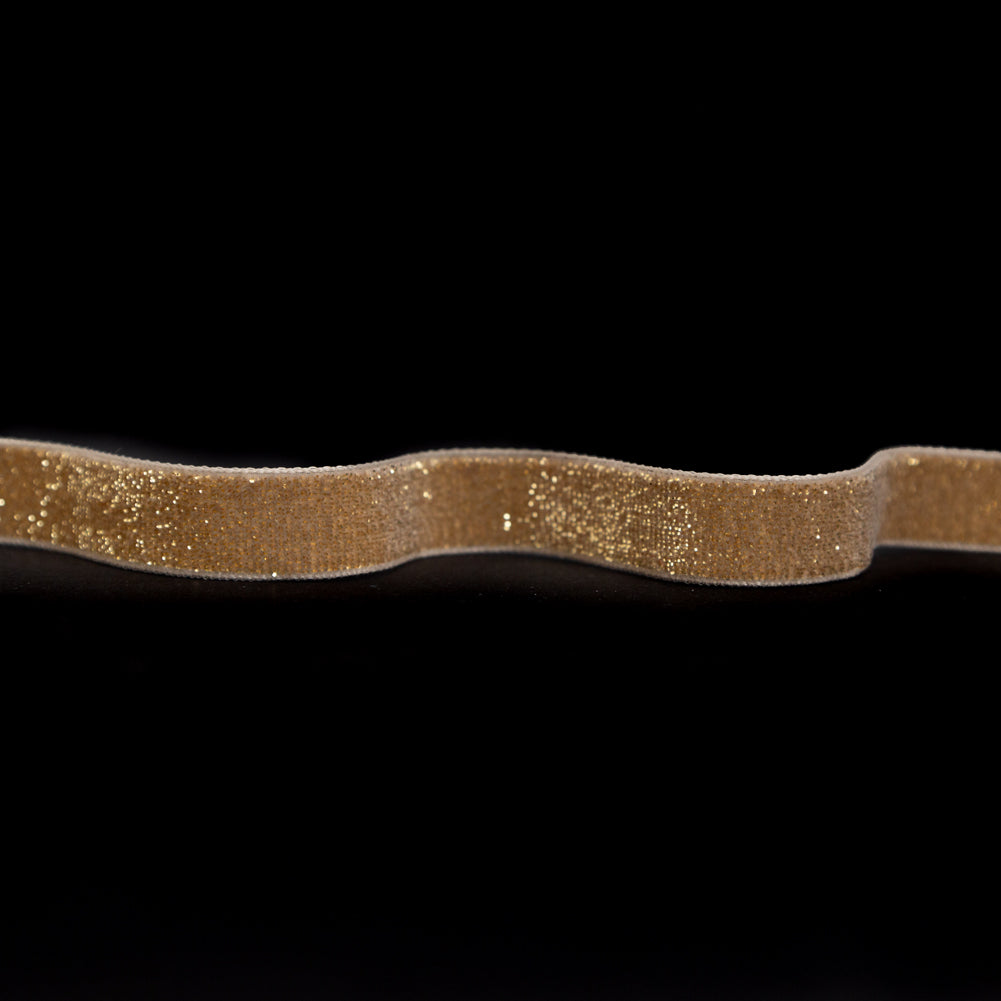 Italian Gold Glitter Velvet Ribbon - 0.625"