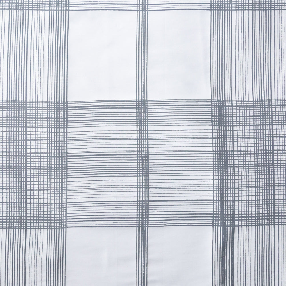 White Plaid Burnout Cotton Twill