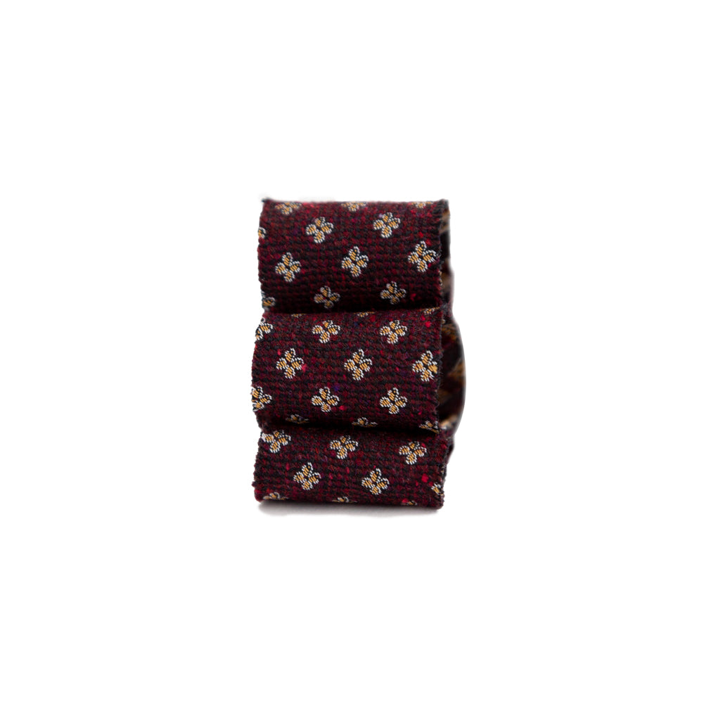 Italian Wine and Beige Floral Wool Jacquard Ribbon - 1" Detail