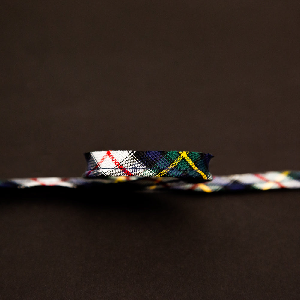 Italian Navy and White Plaid Bias Piping Cord with Lip - 0.375" Detail