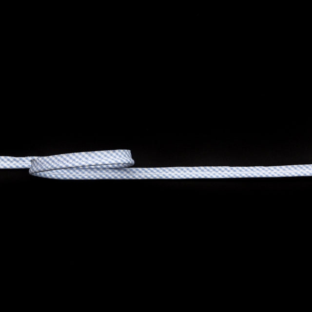 Italian White and Blue Checkered Bias Piping Cord with Lip - 0.375"