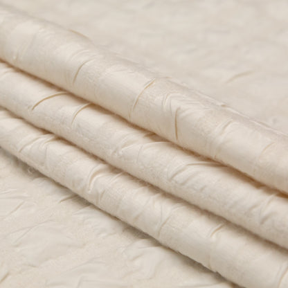 Ivory Bonded Taffeta and Wool Knit featuring Puckered Squares Detail