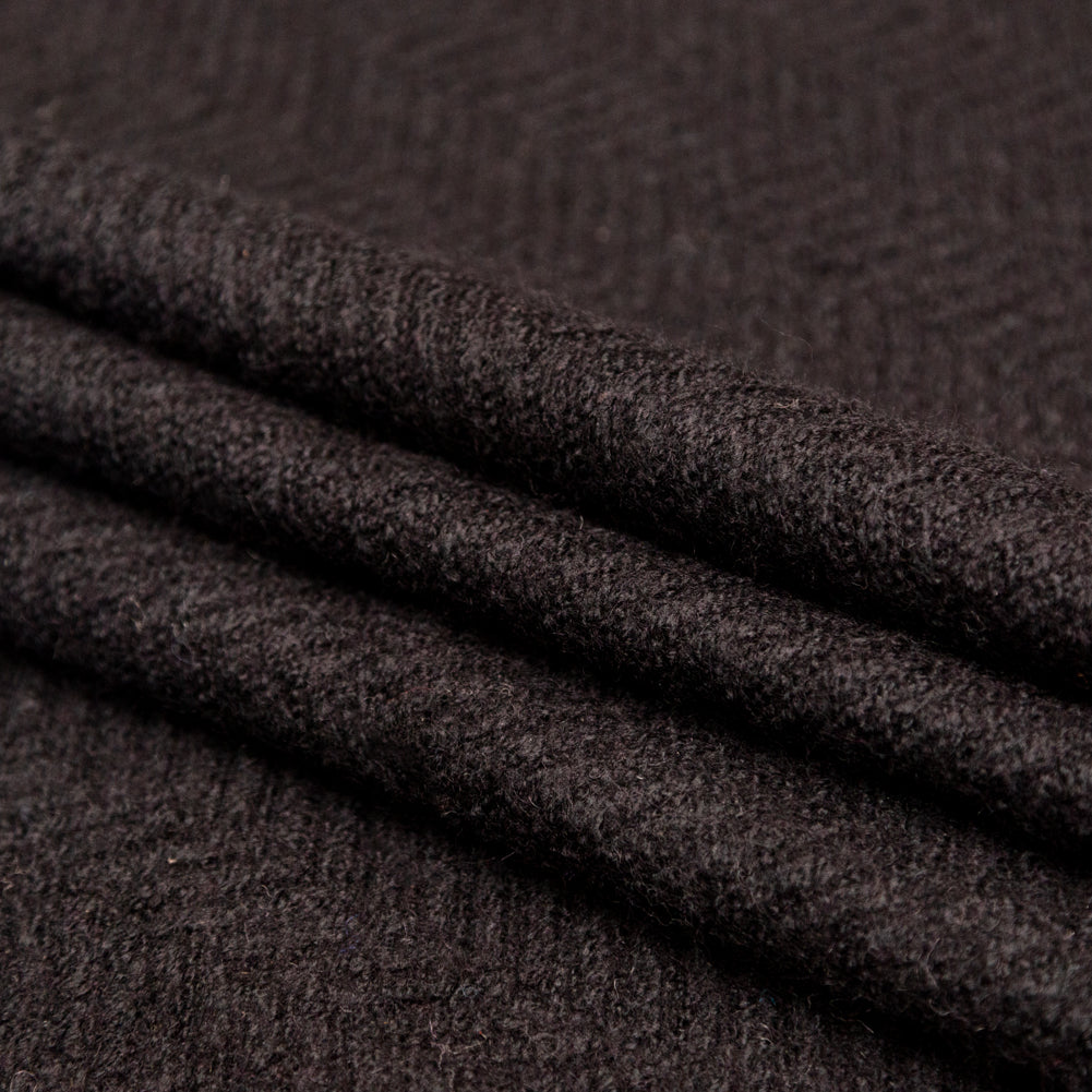 Black Chevron Chunky Wool Knit Folded