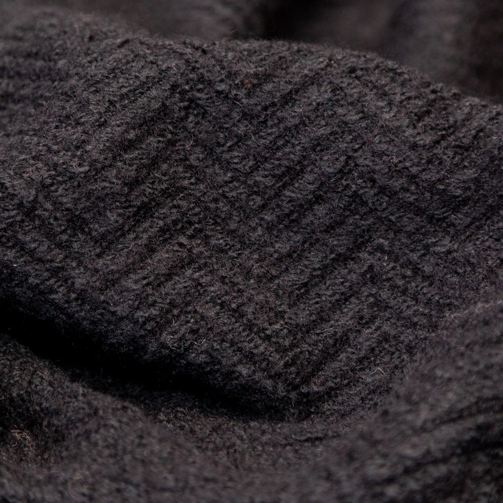 Black Chevron Chunky Wool Knit Detail