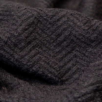 Black Chevron Chunky Wool Knit Detail