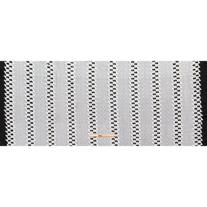 Polyester Lace with Finished Edges - White Lattice Stripes Full