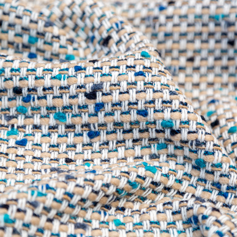 Beige, Blue and White Blended Wool Tweed Detail
