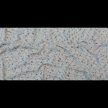 Beige, Blue and White Blended Wool Tweed Full
