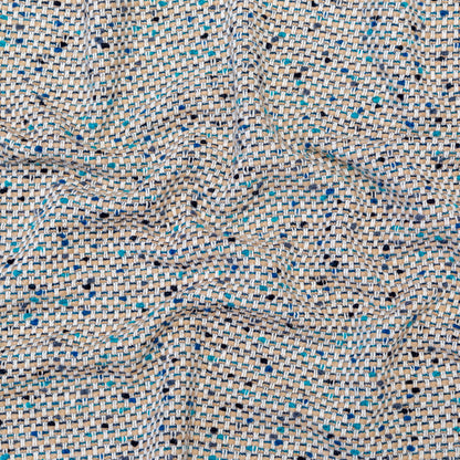 Beige, Blue and White Blended Wool Tweed