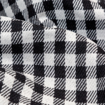 Black, White and Gray Shepherd's Check Wool Double Cloth Detail