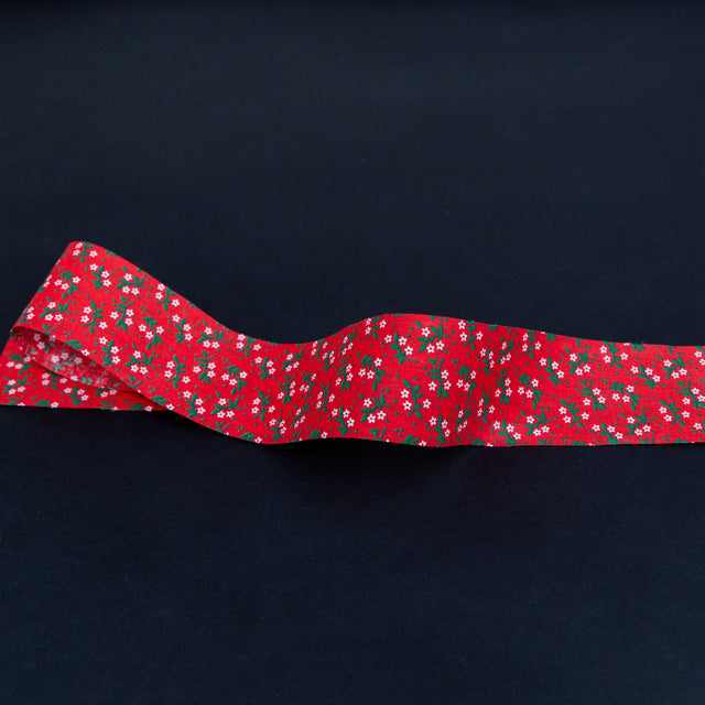 Red, Green and White Floral Christmas Ribbon - 1.875"