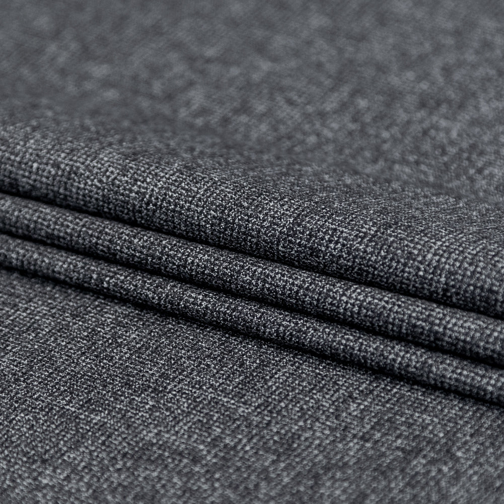 Stretch Wool Suiting - Heathered Peat Gray Folded