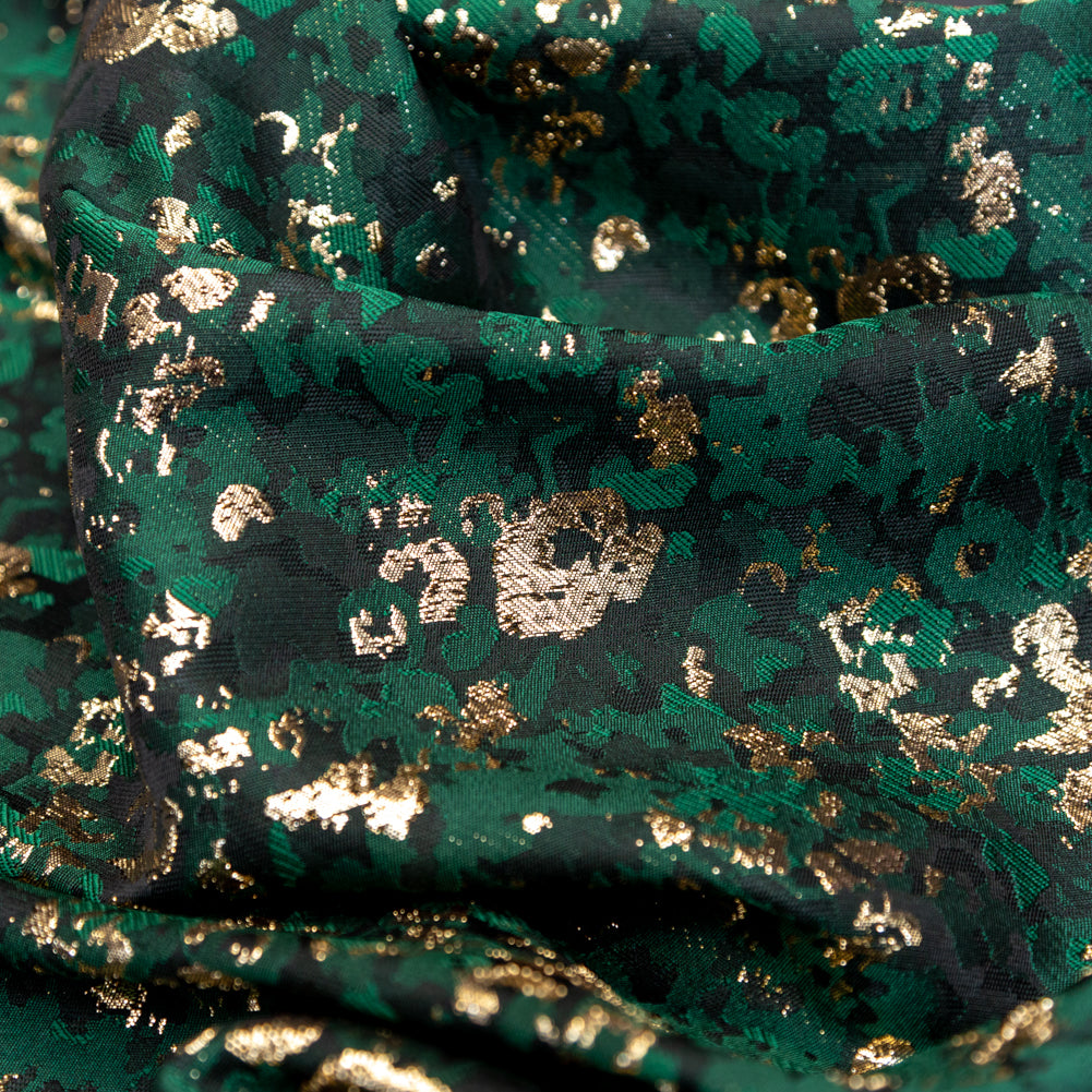 Forest Green and Metallic Gold Abstract Jacquard Detail