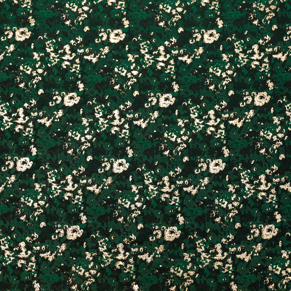 Forest Green and Metallic Gold Abstract Jacquard
