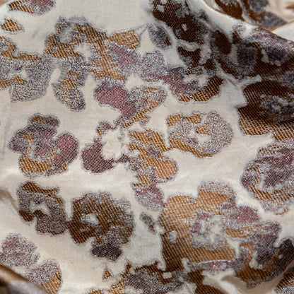 Beige and Metallic Bronze Floral Polyester Jacquard Detail