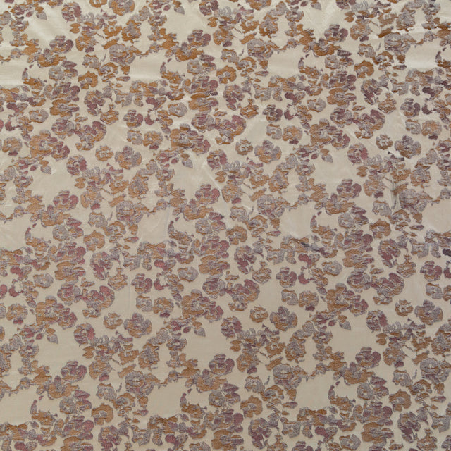 Beige and Metallic Bronze Floral Polyester Jacquard