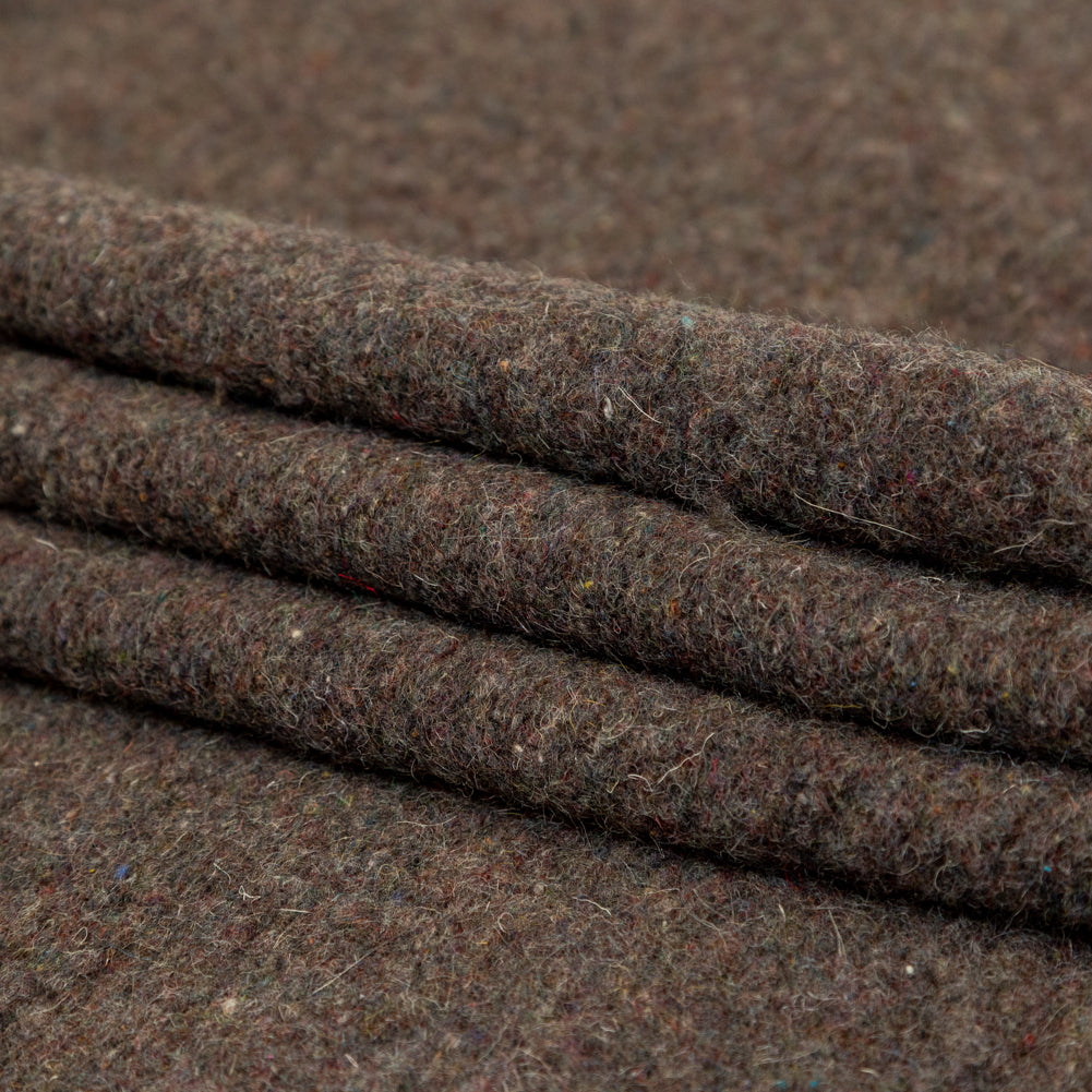 Muted Brown Heathered and Speckled Fuzzy Wool Knit Folded