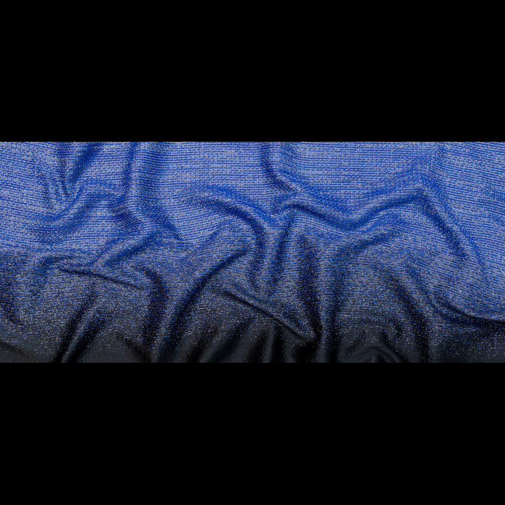 Royal Blue, Black and Metallic Silver Striped Woven Full