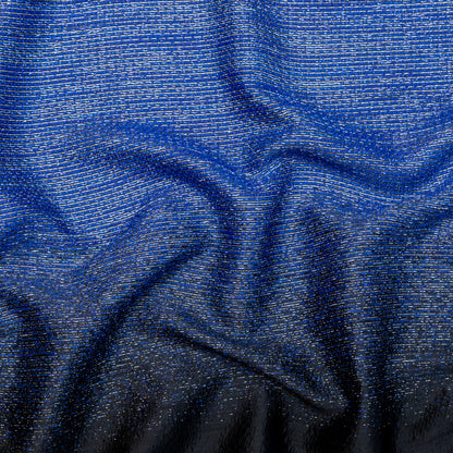 Royal Blue, Black and Metallic Silver Striped Woven
