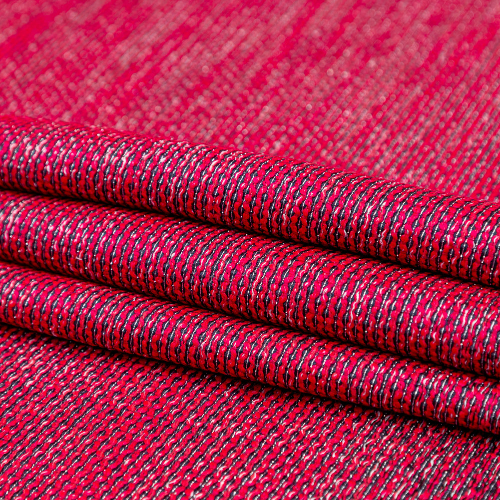 Raspberry Sorbet, Black and Metallic Silver Striped Woven Folded