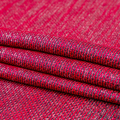 Raspberry Sorbet, Black and Metallic Silver Striped Woven Folded