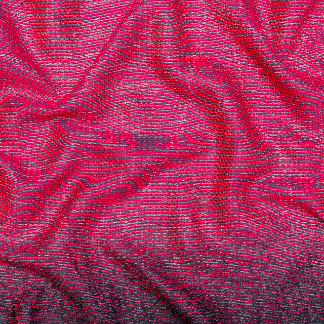 Raspberry Sorbet, Black and Metallic Silver Striped Woven